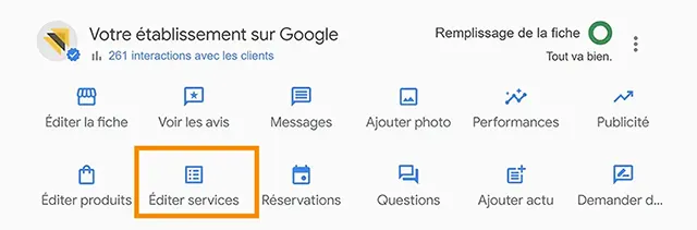 Éditez les services pour intégrer des informations géographiques (Google My Business).