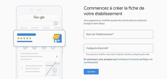 Renseignez les informations de base à Google My Business.