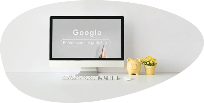 Référencement Google gratuit – recherche saisie sur un écran d’ordinateur
